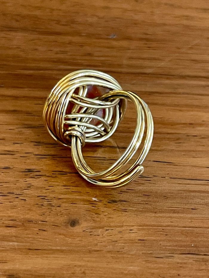 Bague dorée vintage avec pierre TDD 57 - photo numéro 4