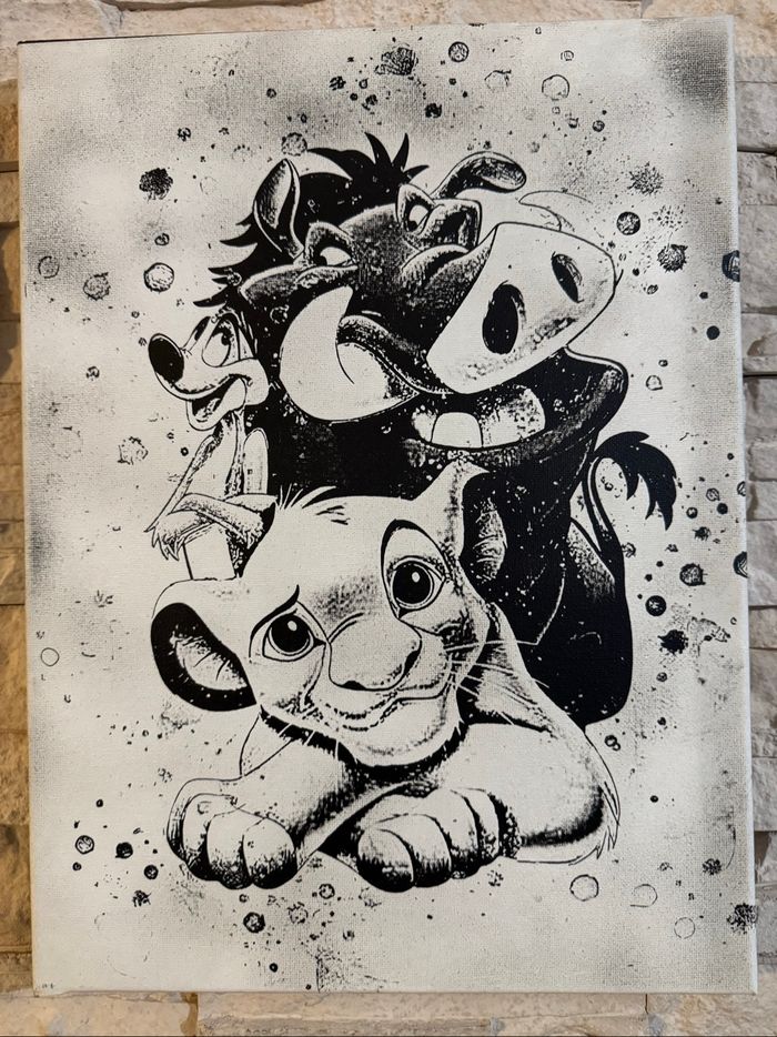 Tableau Simba Timon et Pumbaa Le Roi Lion en toile 30x40cm