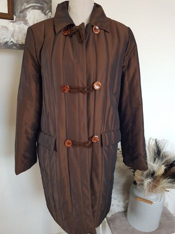 Manteau femme marron cuivré Kalfe taille 44, 57cm aux aisselles, 87cm de haut.