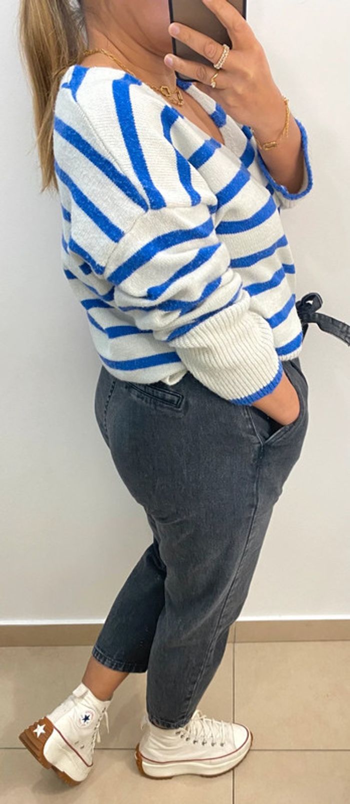 Superbe Pull A Rayures Col V Taille Unique - photo numéro 6