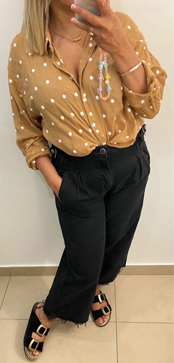 🟡 Chemise ample moutarde à pois Stradivarius – Taille M - photo numéro 3