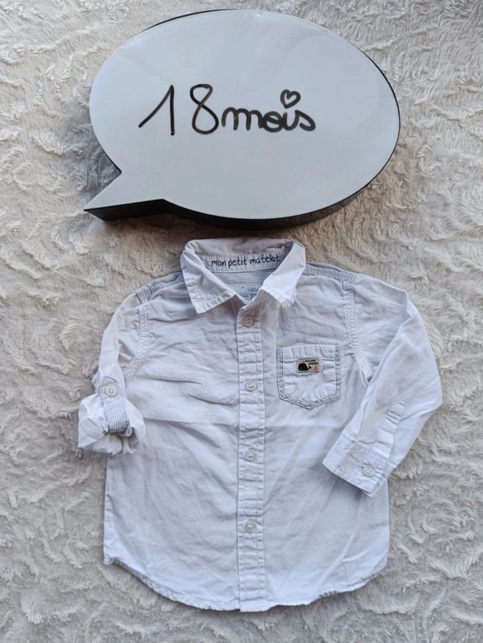 Chemise manches longues Garçon 18 mois mon petit matelot baleine 100% coton