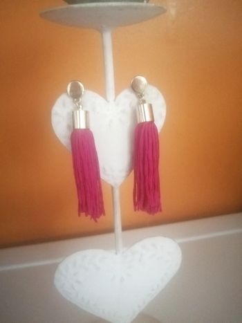 🌸Boucles d'oreilles dorées aux couleurs fushia "Etsy" 🌸