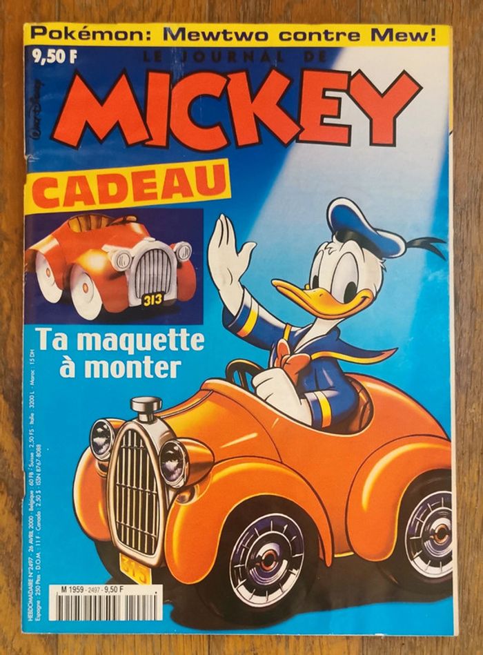 Ancien journal de mickey avec cadeau voiture Donald 2000 N°2497 vintage