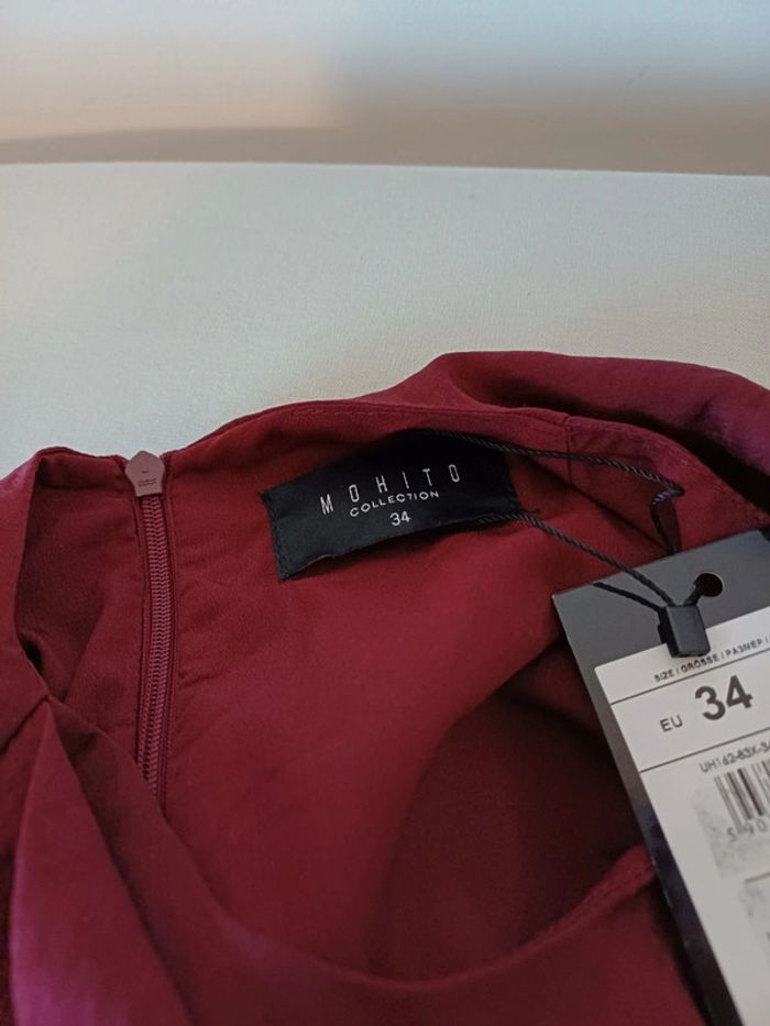 Robe Bordeaux fluide asymétrique neuve Mohito taille S 36 - photo numéro 9