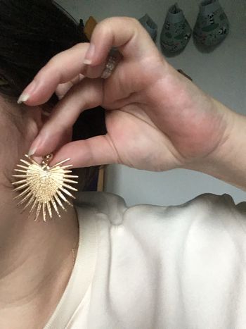 Boucles d’oreilles NEUVES pour femme forme de cœur et de soleil couleur doré