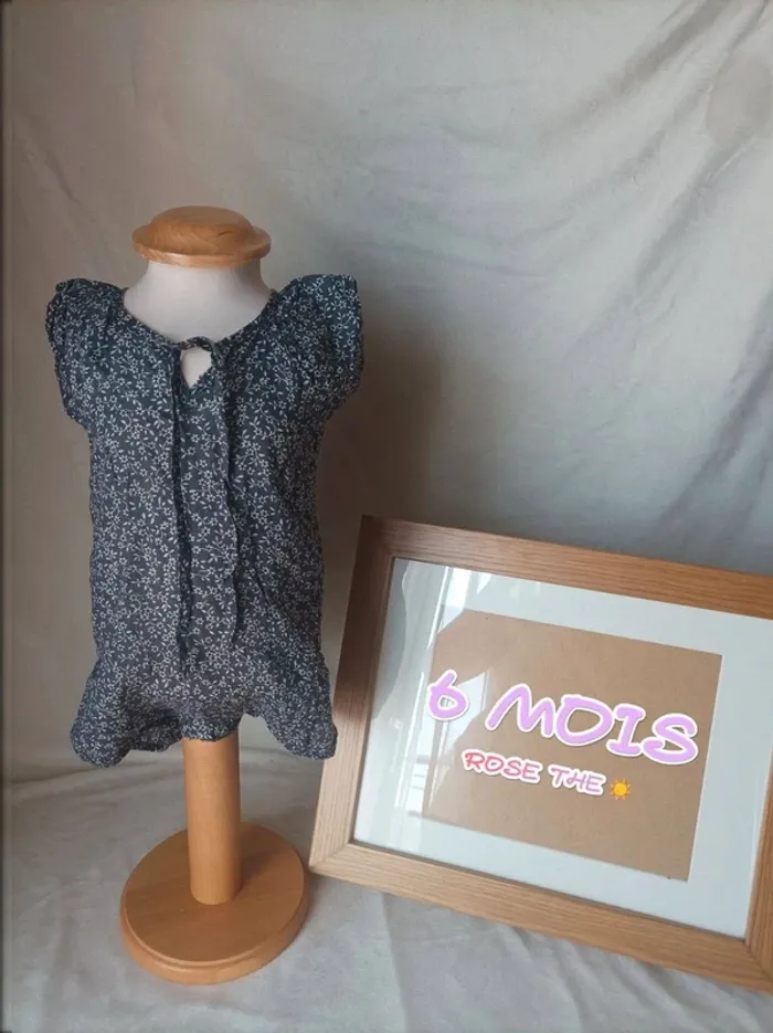 Superbe combishort gris fleuri Rose the Sun fille 6 mois