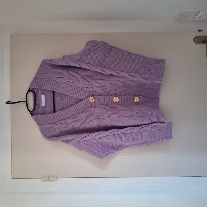 Cardigan/Pull oversize en maille torsadée lilas - Manches longues - Taille unique - Alba Fashion - photo numéro 9