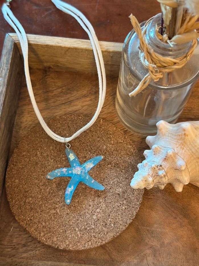 Collier étoile de mer bleu neuf - photo numéro 2