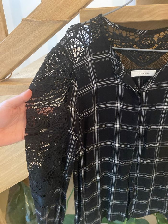Chemise noire broderie dentelle promod - photo numéro 2