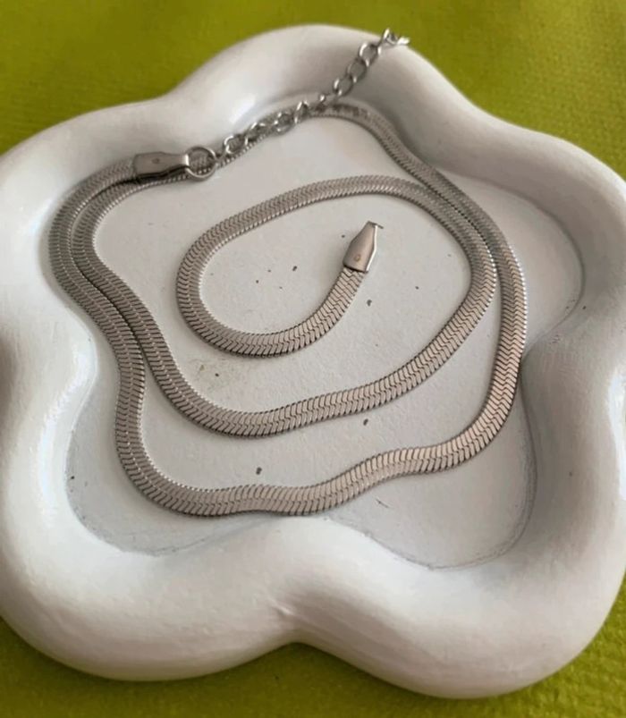 Collier serpent mixte en acier inoxydable argenté - photo numéro 2