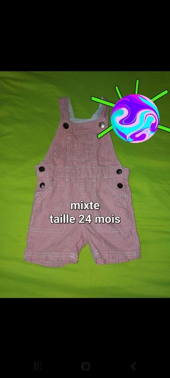 Salopette short mixte rayé rouge et blanche