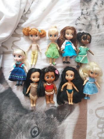 Lot 9 poupées miniatures Animators Princesses Disney Mini-Animators Tiana Belle Cendrillon Vaiana Elsa Anna