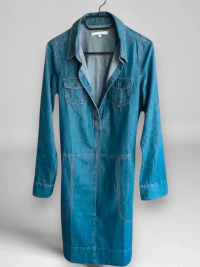 Robe jean mi-longue Somewhere effet chemise et jupe coupe droite 100 % coton - photo numéro 7