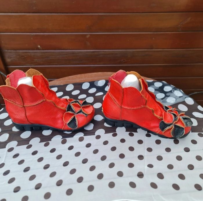 Bottine bohème cuir, pétales de fleurs 38 - photo numéro 9