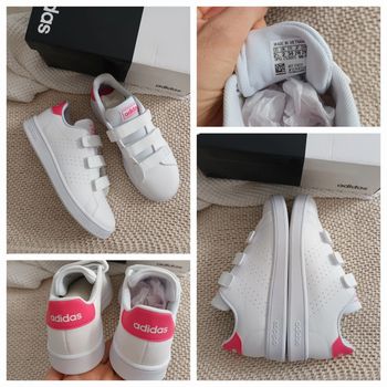 Paire de baskets à scratchs Adidas blanc & rose neuves dans leur boîte d'origine 🏷