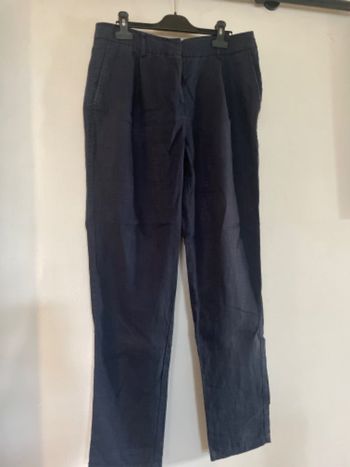 Pantalon en lin bleu marine