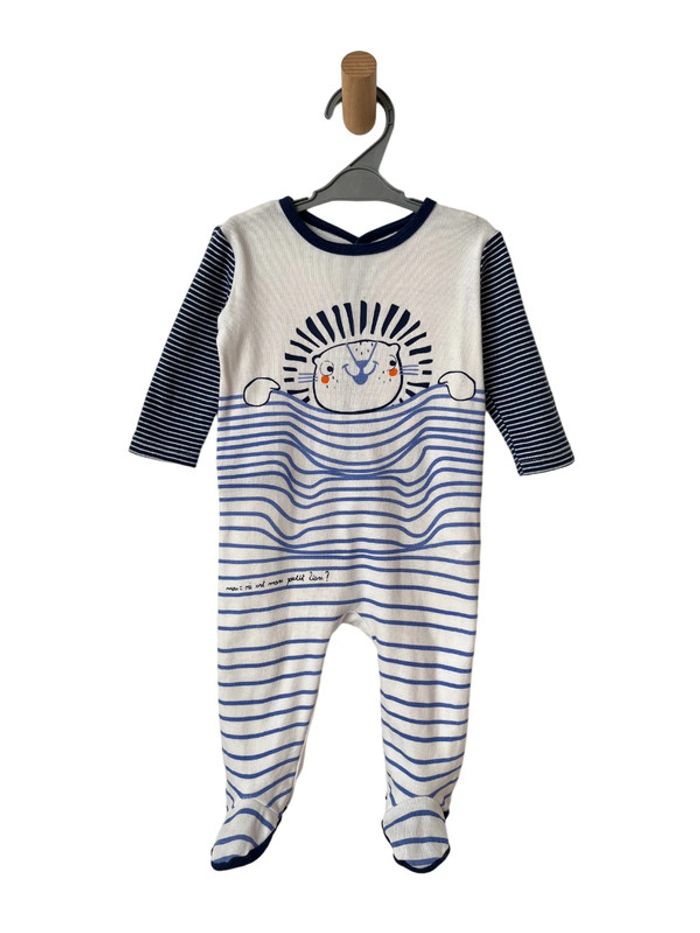 Pyjama / dors-bien en coton imprimé lion et rayures - DPAM 9 mois