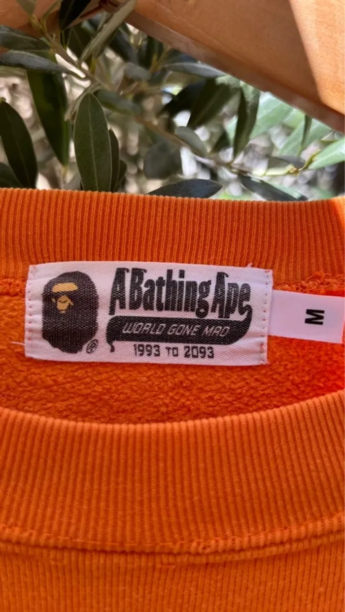 Pull A Bathing Ape Shark imprimé graphique coton-mélange zip sweat-shirt orange homme taille M - photo numéro 5