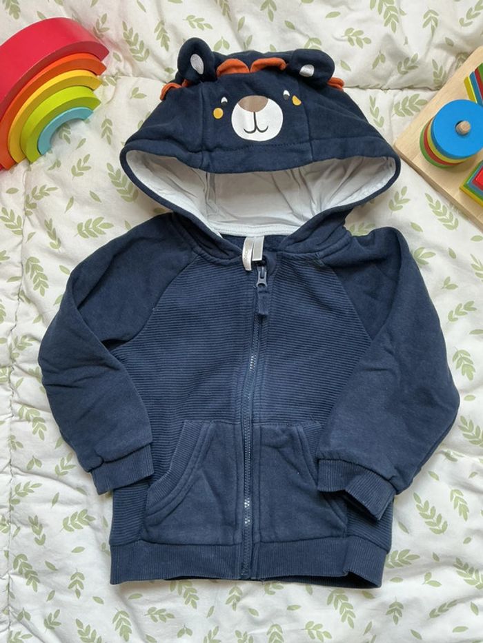 Gilet zippé à capuche marine 12 mois orchestra - photo numéro 3