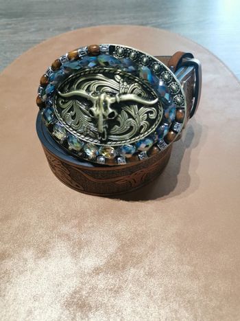 Ceinture de cowboy country taureau dorée
