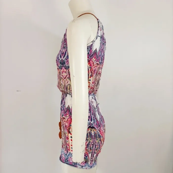 Combishort Lilie Rose multicolore à motifs bohèmes - Taille élastique - Taille 38 estimée A664 - photo numéro 3