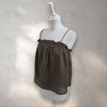 Top peplum à bretelles en coton kaki taille S