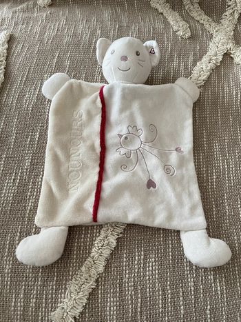 Peluche doudou plat 28cm nounours ours souris blanc très bon état