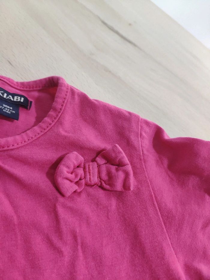 T shirt avec noeud rose fushia 18 mois Kiabi - photo numéro 3