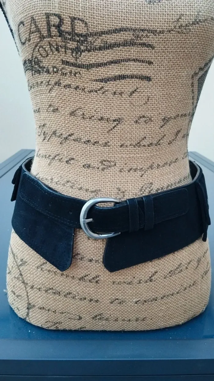 Ceinture élastique noire 75 cm femme avec poches - photo numéro 2