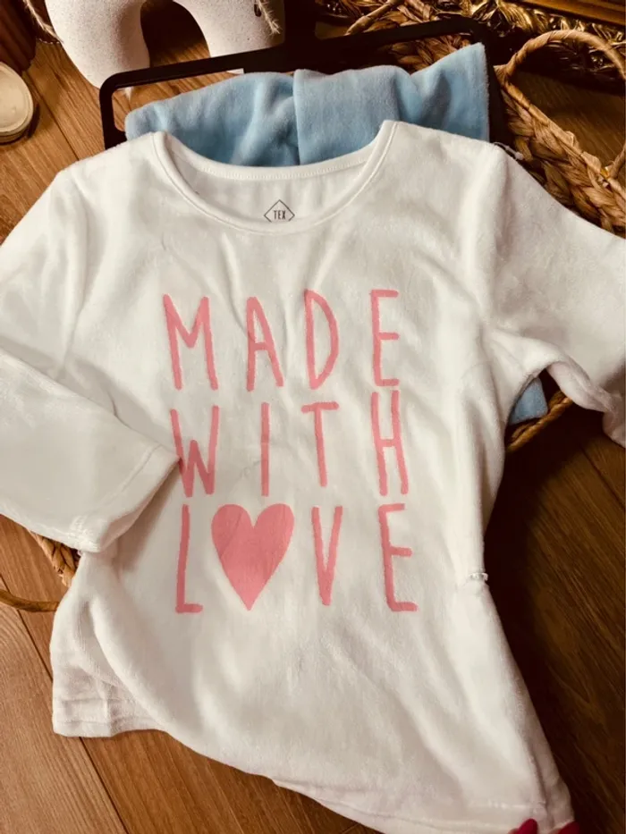 Taille 4-5 ans pyjama 2 pièces velours fille Tex bleu blanc rose Neuf 🩷 - photo numéro 5