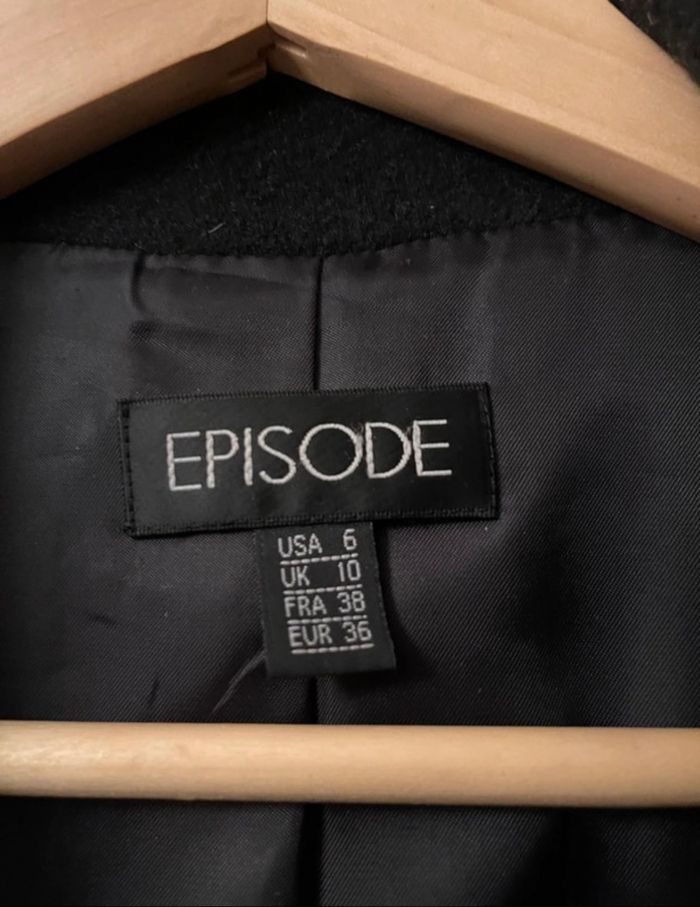 🖤 Manteau noir Episode – Taille 38 – 100% laine – Neuf - photo numéro 3