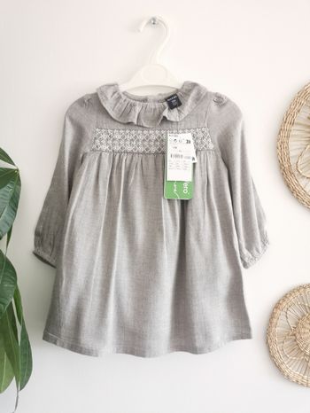 Robe grise à collerette Kiabi 12 Mois