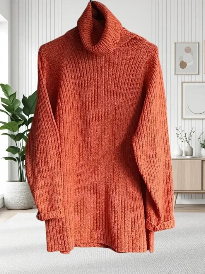 .pull long col roulé Renatto Bene orange Taille unique - photo numéro 2