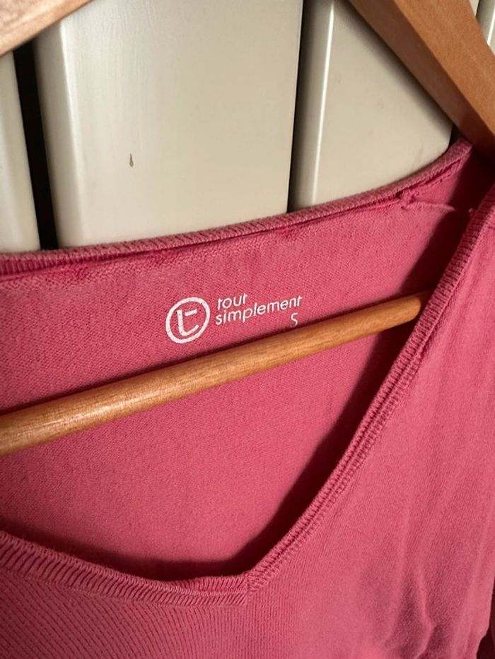 Pull col V coton rose S - photo numéro 2