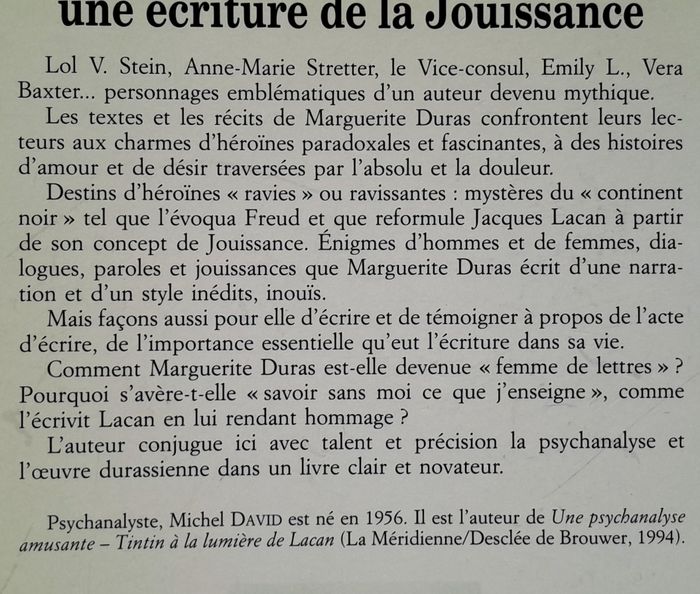 Michel David - Marguerite Duras : une écriture de la jouissance - photo numéro 3