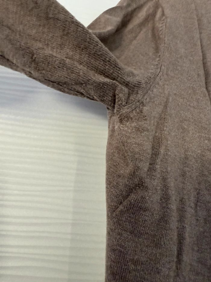 Haut maternité blouse gilet beige crème taupe à motifs fleurs et manches longues gilet intégré - photo numéro 9
