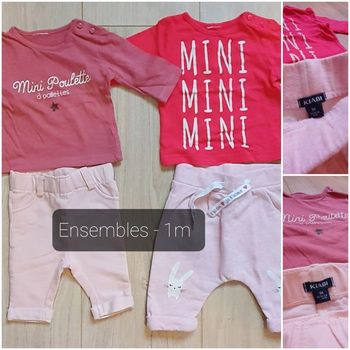 Lot 2 ensembles bebe fille - 1 mois