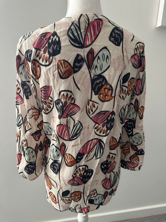 Blouse bariolée à fleurs beige crème et multicolore Mise au Green T1 38 M - photo numéro 6