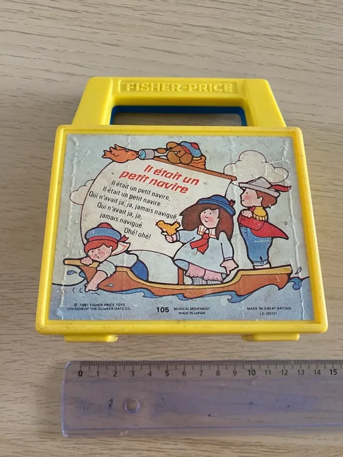 Boote musique ficher price 1981 jaune il était un petit navire box music vintage - photo numéro 11
