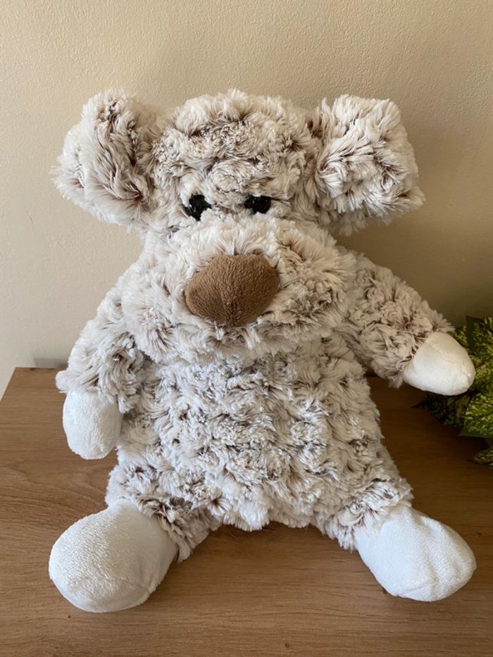 Doudou peluche gros chien blanc chine marron rodadou roda 36 cm - photo numéro 2