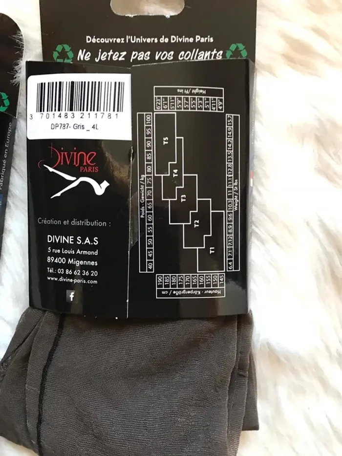 Lot de 2 collants fantaisie gris Divine taille 4 neuf avec emballage - photo numéro 5