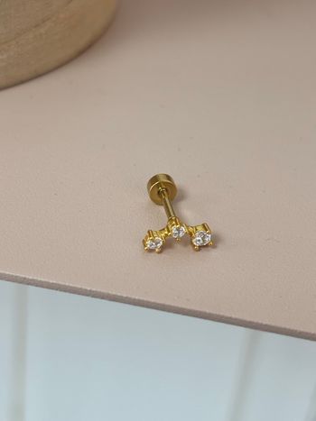 Piercing oreille doré strass acier inoxydable 