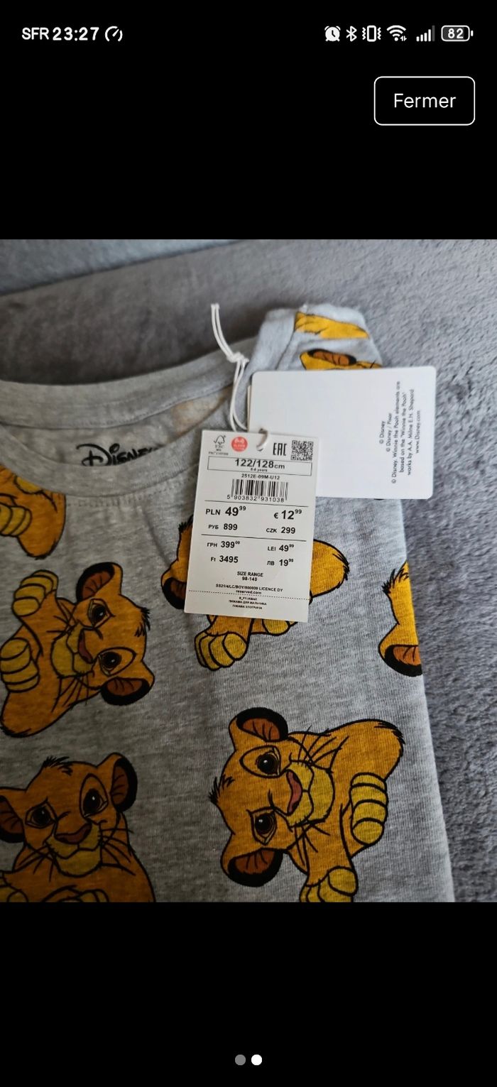 T-shirt simba 6/8 ans neuf - photo numéro 2