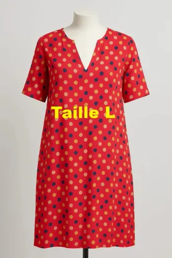 Robe rouge motif rond multicolore Pako Litto Taille L