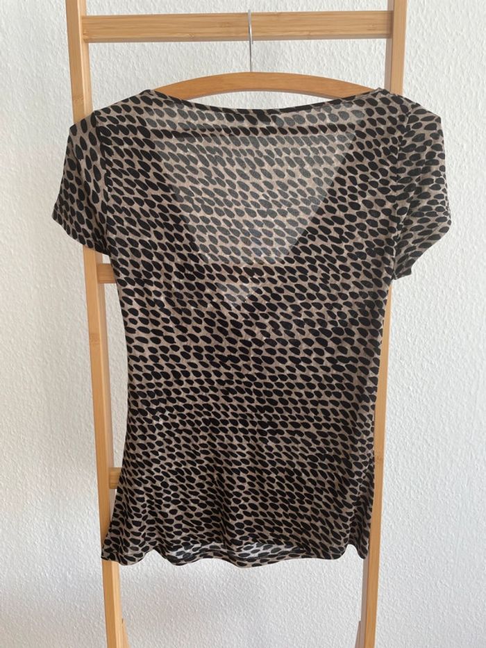 T-shirt asymétrique Max Mara brun à motif - photo numéro 5