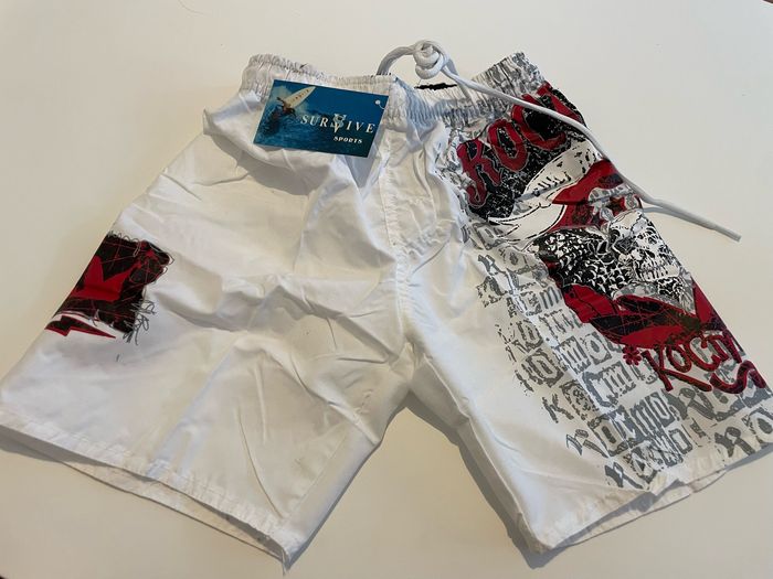Short de bain blanc taille 6 ans survive sport