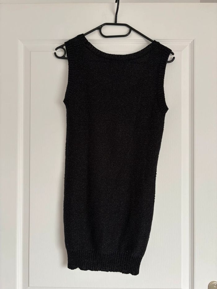 Pull à grosses bretelles noir paillettes Mim M très bon état - photo numéro 4