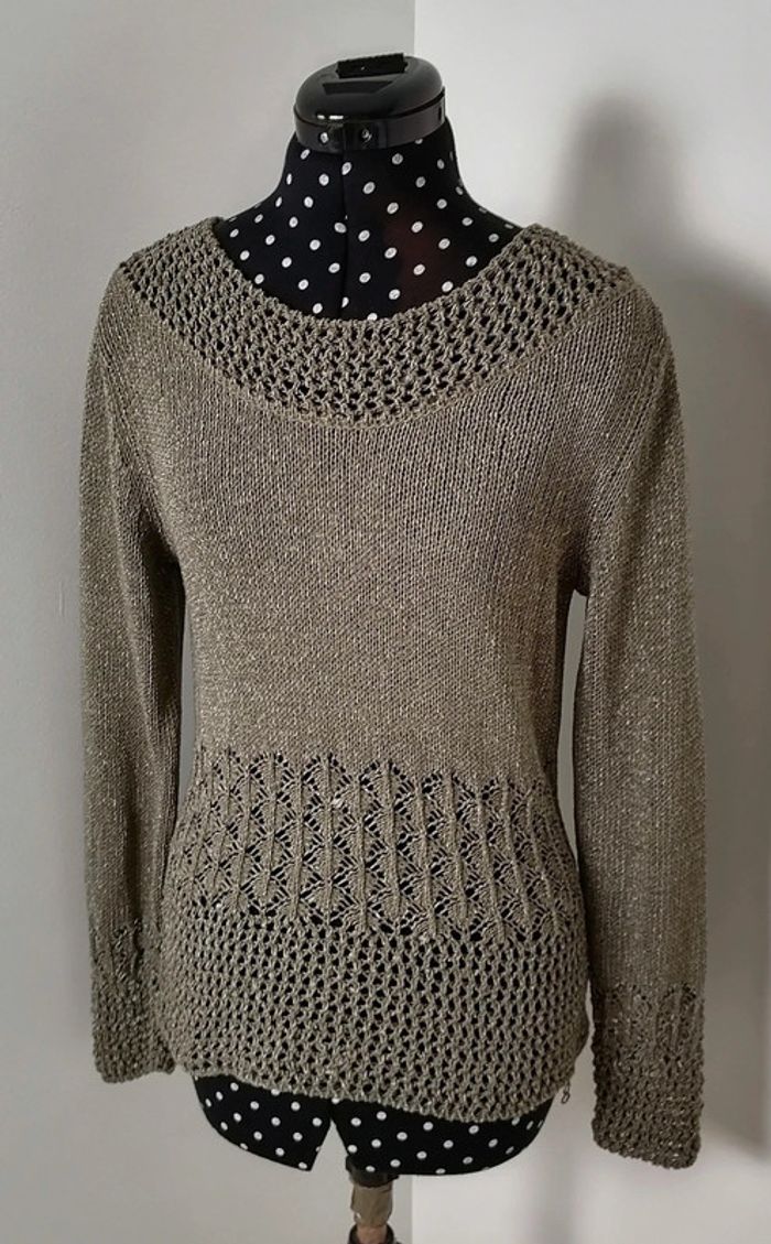Pull en mailles ajourées kaki Taille M Le maglie di Juliette - photo numéro 7