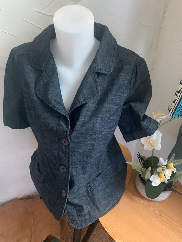 Veste Blanche porte en Jean manches courtes taille 44 - photo numéro 12